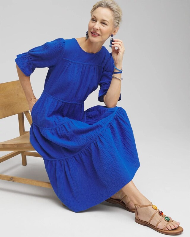 Gauze Tiered Midi Dress - image 2